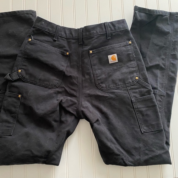 Carhartt Double Knee Dungaree Carpenter Work Pants Sz 32x36 Black B01 - Picture 8 of 9